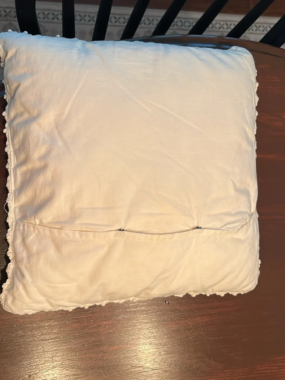 Cream Hand-Crocheted Decorative Pillow - Classic Home Accent 13 by 13 in